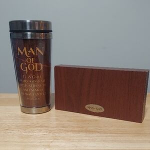 "Man Of God" Stainless Steel Travel Mug & Pen Gift Set